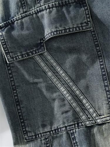 Men's Jeans with Flip Pockets Thin and Lightweight Denim Work Pants Large Size Wide Leg Loose Jeans2