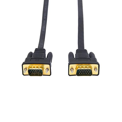 Miniatura 3 de DTech 10ft Ultra Delgado Monitor De Computadora VGA Cable 15 Pin Macho A Macho Conector SVGA Cable 10 Pies - Negro