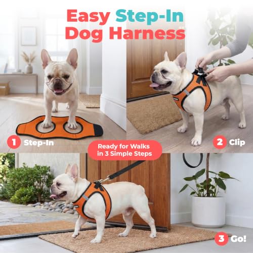 Image of Voyager Step-in Air Dog Vest Harness - Orange /Black Trim, Small