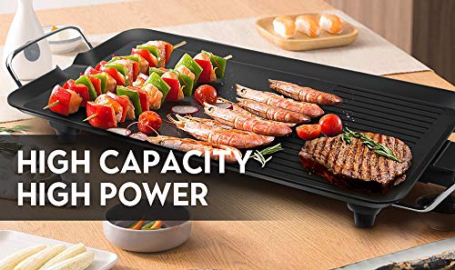 Everyday Nonstick,Electric Griddle,Grill,Suitable for Pancakes,Burgers,Eggs,Healthy-Eco,Non-stick Coating,Hassle-Free Clean Up,25in,black