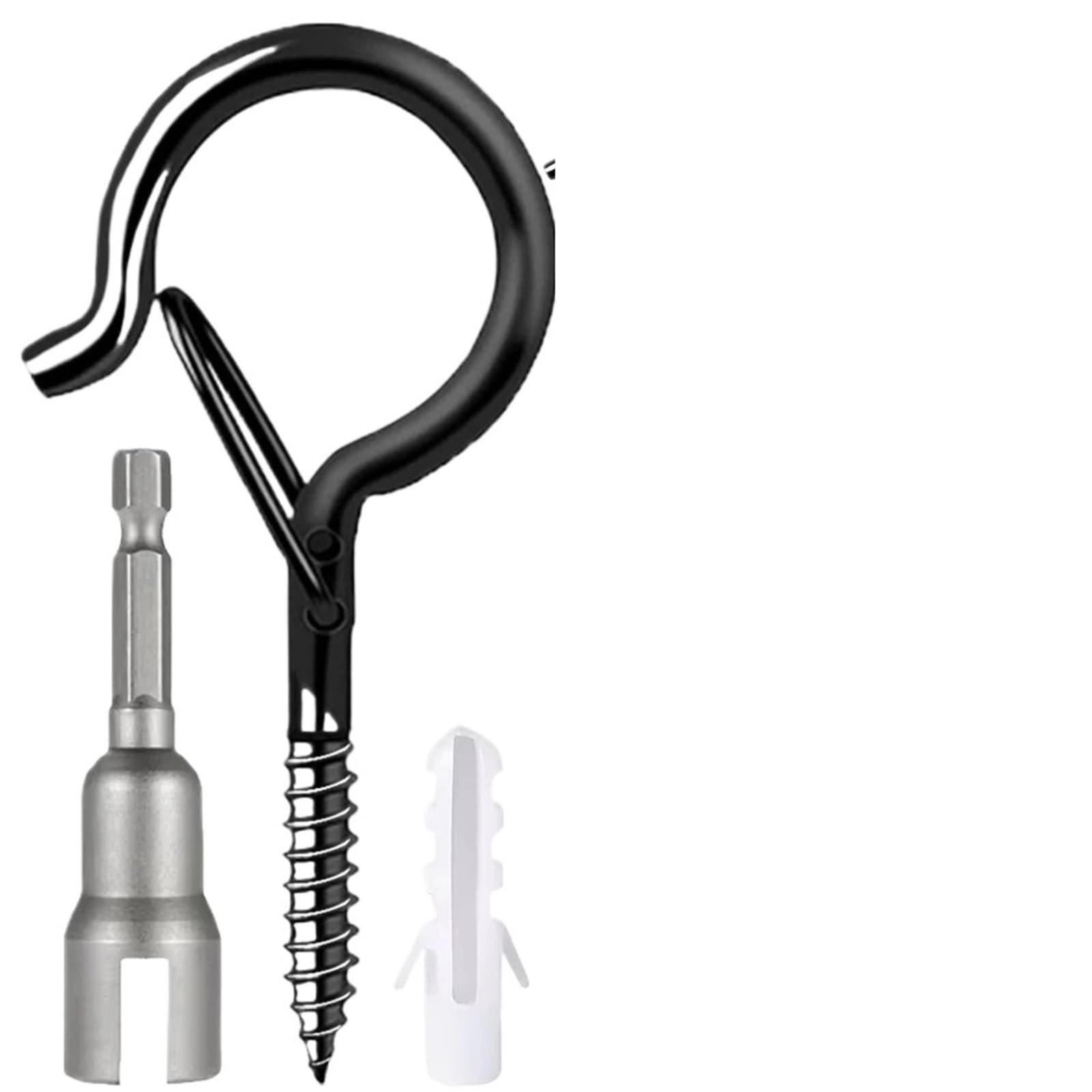 Metalowe haczyki sufitowe, Wielofunkcyjne haki sufitowe z czarnego metalu z klamrą zabezpieczającą, opakowanie 10/20/50 szt.(50PCS)