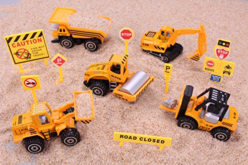 Construction Toys Sets, 5 Pieces Mini Vehicles, Including Truck Forklift Bulldozer Road Roller Excavator Dump Truck Tractor,Free-Wheeling Cars For Children #TOP2