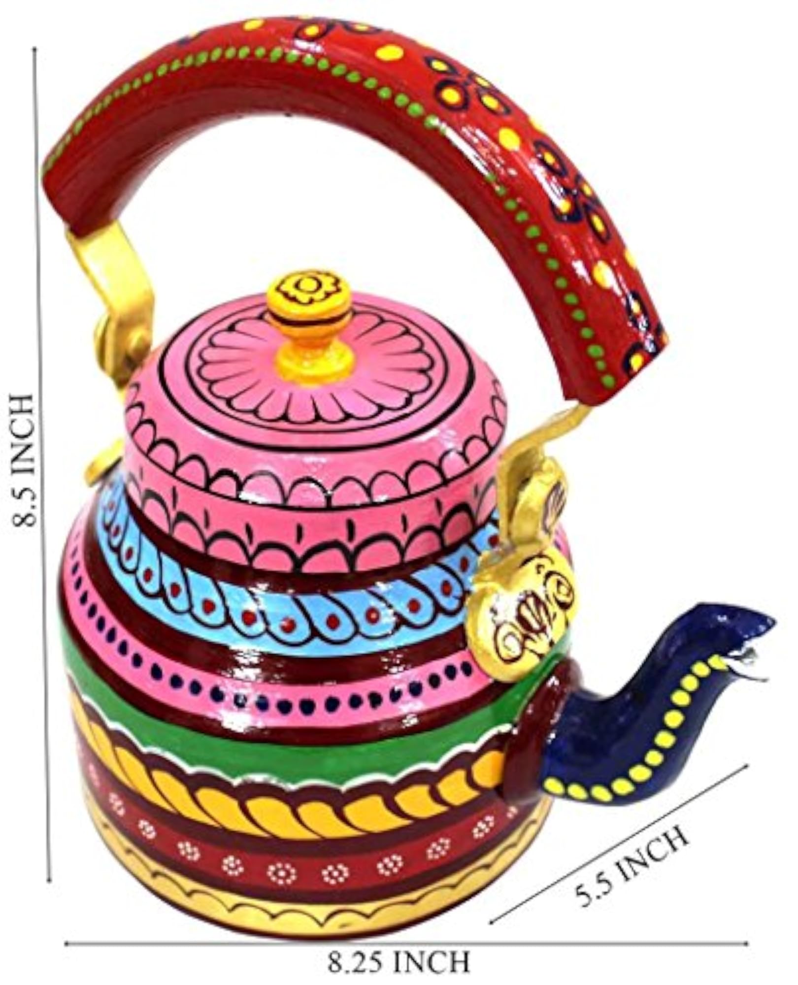 Handpainted Traditional Aluminium Colourful Decorative Tea Kettle