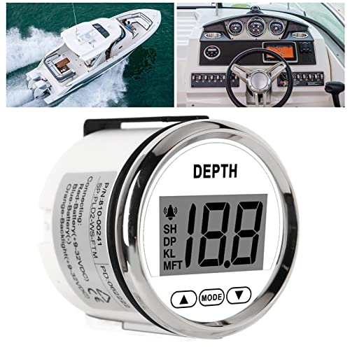 Image of Estink Depth Sounder Kit, DC 12V IP67 Dash Depth Finder Transducer with White Backlight Digital Boat Depth Finder Marine Instruments for Yachts Fishing Boats Marine Transportation