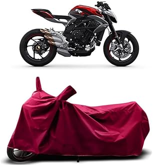 DUFFEL-Two Wheeler Bike Body Cover Compatible for Mv Agusta Brutale 800 Rr Bs6 Heat Protectio/UV-Rays/Birds Dropping/DustProof/Waterproof Indoor Outdoor and Parking Full Body Protection [MAHROON]