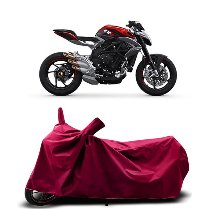 DUFFEL-Two Wheeler Bike Body Cover Compatible for Mv Agusta Brutale 800 Rr Bs6 Heat Protectio/UV-Rays/Birds Dropping/DustProof/Waterproof Indoor Outdoor and Parking Full Body Protection [MAHROON]