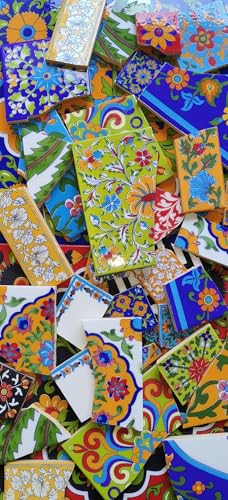 Image of Shiv Kripa Blue Pottery Home Decorative Broken Ceramic Blue Pottery Mexican Tile for Murals and Mosaics, (Pack of 500 Grams) New! Best Deal!
