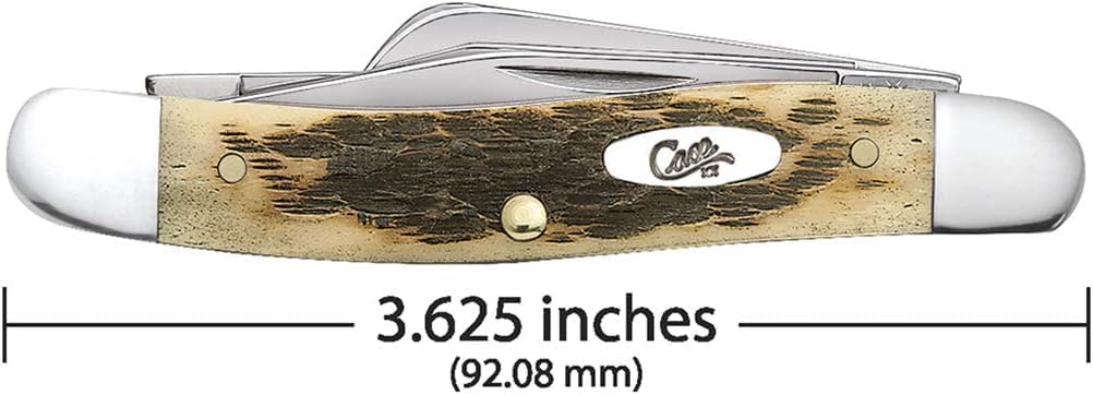 Case XX WR Pocket Knife Medium Stockman, Amber Bone Handle, Carbon Steel Blades, Length Closed: 3 5/8 Inches W/Sharpening Stone