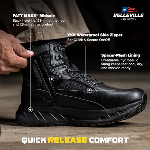 TACTICAL RESEARCH TR MAXX 6Z 6" and MAXX 8Z 8" Ultra-Cushioned Maximalist Black Tactical Boots for Men with Zipper - Designed for Police, EMS, and Security with Slip-Resistant Vibram Outsole4