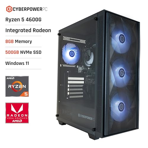 CYBERPOWERPC Regiment Gaming-PC - AMD Ryzen 5 4600G with Radeon Grafik, 8GB RAM, 500GB NVMe SSD, 450W PSU, Windows 11, Sylph RGB