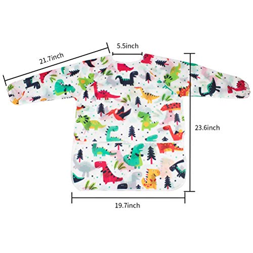 Bahaby Kids Art Smocks 2 Pack Dinosaur Painting Apron For Children Waterproof Artist Smock With Long Sleeve And 3 Pockets For Age 3-8 Years thumb #2