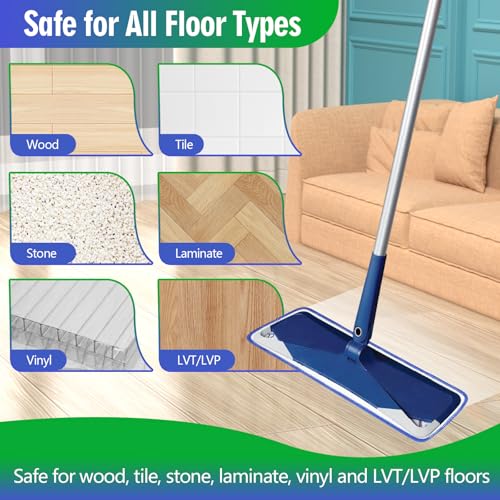 Senowi 12-Pack Microfiber Deep Cleaning Pad Compatible with 18 Inch Bona Family of Mops, Replacement Mop Pads Refills for Hardwood & Hard Surface Floors, Washable & Reusable - Thumbnail 5