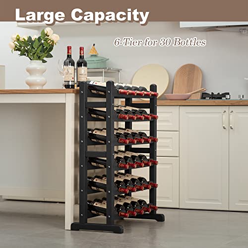 Torva Wine Racks Freestanding Floor,30 Bottles Wine Bottle Holder,6-Tier High-Density Plastic Wine Storage Display Shelves For Kitchen, Living Room, Wine Cellar, Bar(Dark Gray) #TOP5