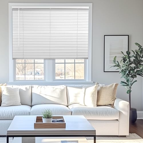CHICOLOGY Blinds for Windows, Mini Blinds, Window Blinds, Door Blinds, Blinds & Shades, Camper Blinds, Horizontal Window Blinds, White (Commercial Grade), 64