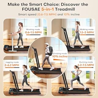Treadmill, FOUSAE 5 in 1 Foldable 7.5 MPH Treadmill for Home with App Compatible, 12 Programes, Powerful 2.75 HP Brushless Motor Walking Pad with 10% Incline, Magnetic Remote Control Double Operation