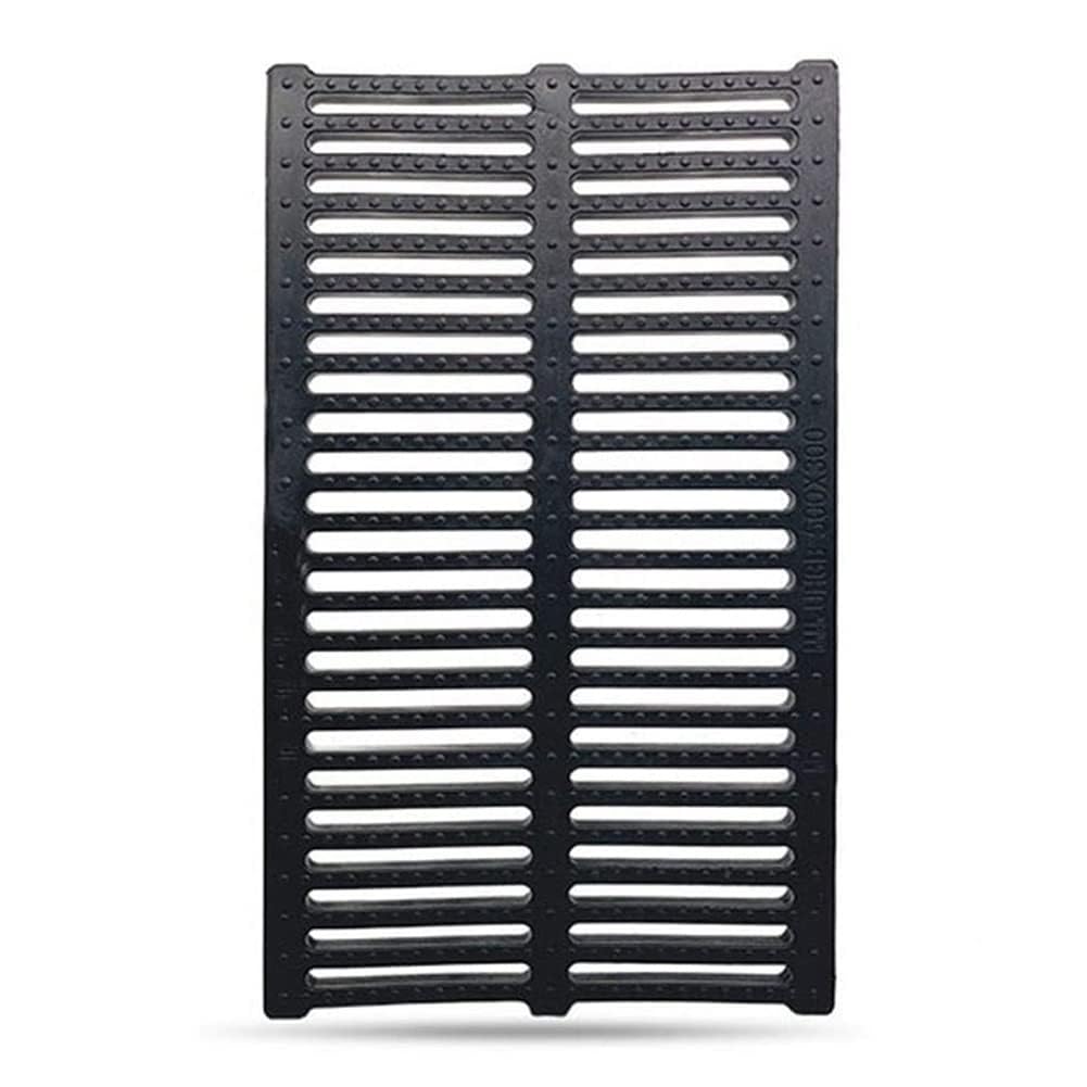 Grille d'égout extérieure rectangulaire en résine noire pour drainage de caniveau