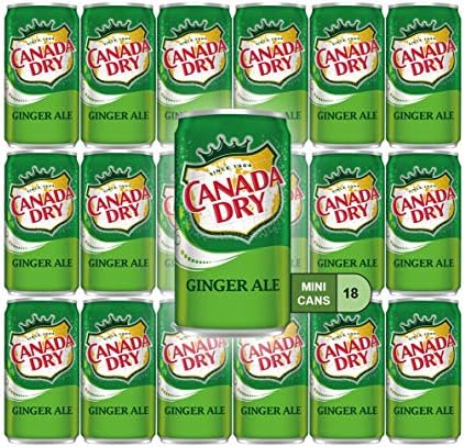 Ginger Ale Mini Soda Cans, 7.5 oz Soft Drinks Bulk Snacks Pack, Small Refrigerator & Snack Pantry Drink 18 Count Beverage Kitchen Supplies
