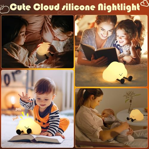 YISUN Cloud Night Light, Cute Silicone Nightlight for Baby Toddler, Rechargeable LED Nursery Lamp with Timer, 3 Level Dimmable Soft Squishy Night Lamp Gift for Bedroom Kids Room Decor - Image 7