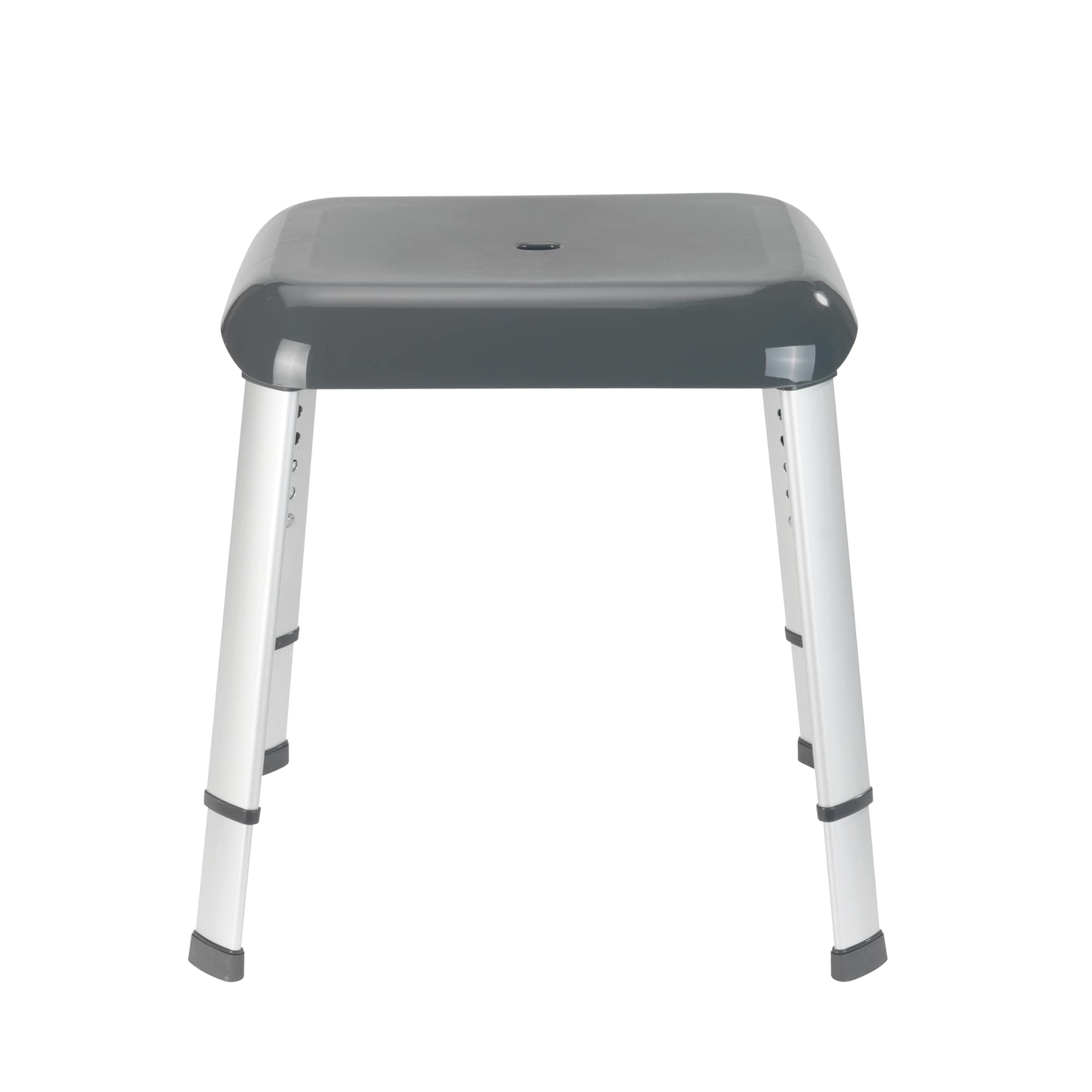 WENKO Sgabello doccia Secura Premium - Sgabello per doccia, portata fino a 130 kg, Polipropilene, 50.5 x 42-52 x 39.5 cm, Grigio antracite