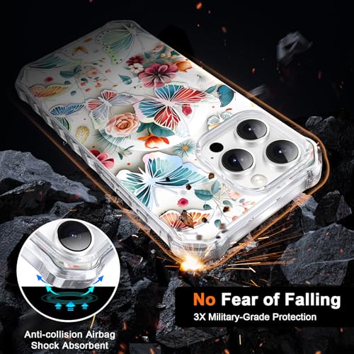 Coque iPhone 16 Pro Max antichoc fine protectrice avec motif papillon bleu