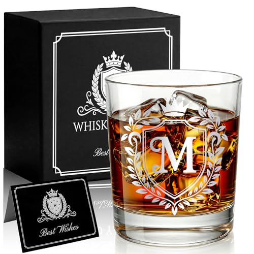 JEKUGOT Personalised Whiskey Glass Set Personalised Gifts for Men 10oz Whisky Glass Gift Birthday Gifts for Men Dad Friend Boyfriend Fathers Day Scotch Bourbon Drinkers (M)