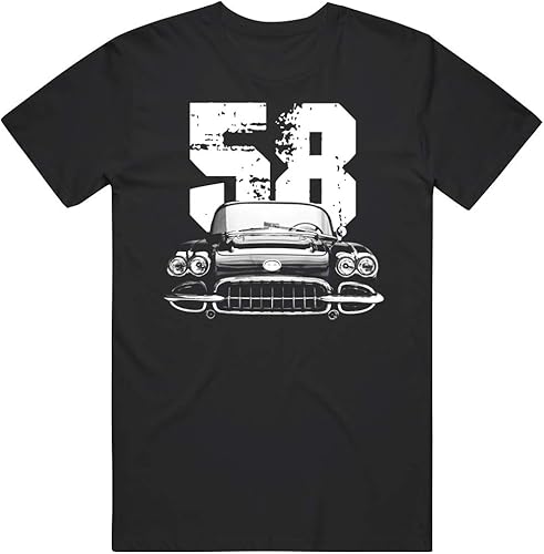 PurpleMonkeyTees 1958 Chevy Corvette Front Grill View with Year T Shirt