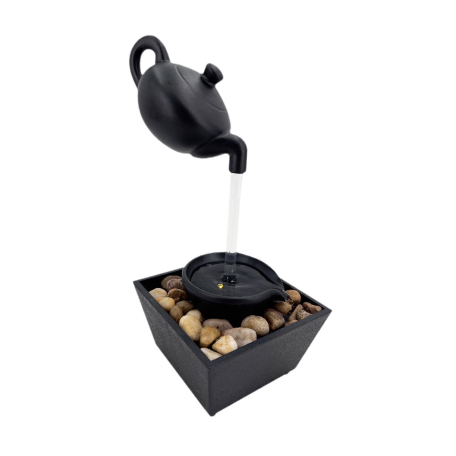 CYDZSRA Unique Water Fountain Ornament Tabletop Waterfall Decor With Floating Teapot And Soft Lighting For Indoor Spaces And Meditation Floating Teapot With Light Stone For