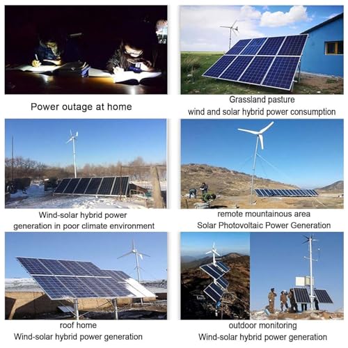 Zestaw generatora wiatru z regulatorem ładowania, pionowy generator turbiny, kontroler hybrydowy MPPT z podwójnym wejściem zasilania, wyświetlacz LCD do napięcia/prądu/p