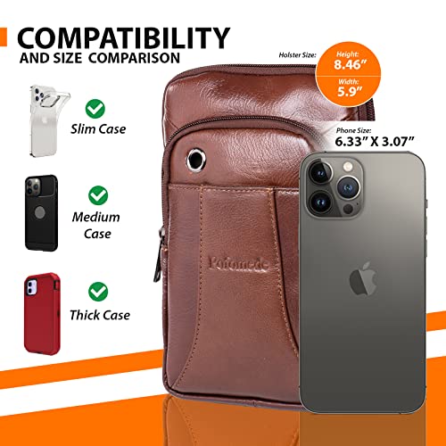 Hengwin Small Leather Crossbody Cell Phone Bag With Shoulder Strap Men Purse Shoulder Holster Phone Pouch #TOP2