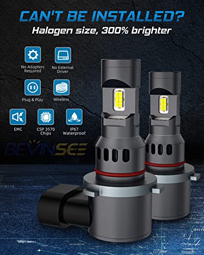 Bevinsee 9145 H10 Led Fog Light Bulbs, 70W 10000Lm 6000K White 9140 Fog Light Bulbs, 1:1 Halogen Replacement, Wireless Plug And Play Led Drl For Cars, Pack Of 2 #TOP6