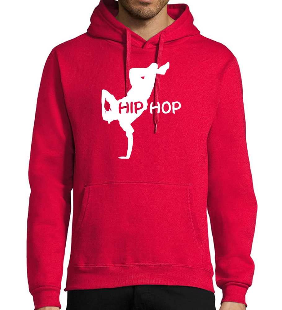 Hip Hop - Felpa con cappuccio da uomo, Colore: rosso, XXXXL