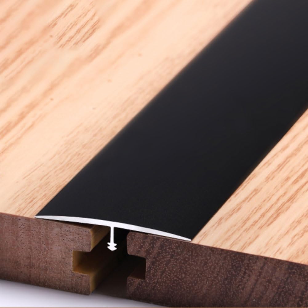 T-Floor Transition Strips, Heavy Duty Aluminum T Moulding Floor Transition Strip for Wood, Tile, Waterproof Transitions Strips for Flooring – Cuttable Edge Trim(Black)