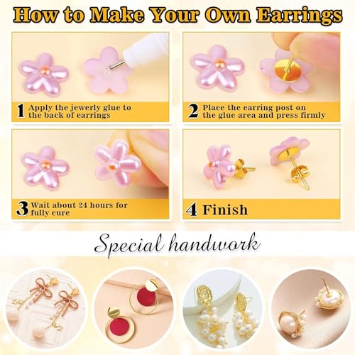 Image of Dhruv Crafts Jewelry Glue Kit with Stainless Steel Stud Posts, 1002 Pcs DIY Earring Making Supplies, Includes Butterfly & Rubber Backs for Jewelry Craft