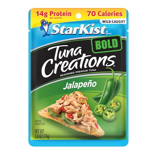 Image of StarKist Tuna Creations BOLD Jalapeno, 2.6oz Pouch, 12-Pack | 14g Protein Per Serving, Wild Caught, Shelf Stable Seafood, Gluten Free, Soy Free, No Draining, Ready to Eat for Salads