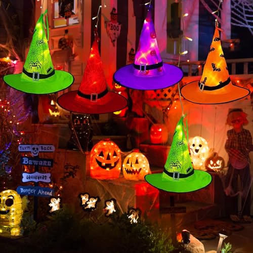Halloween Witch Hat Lights Decoration Outdoor 8pcs Hanging Light - image 2