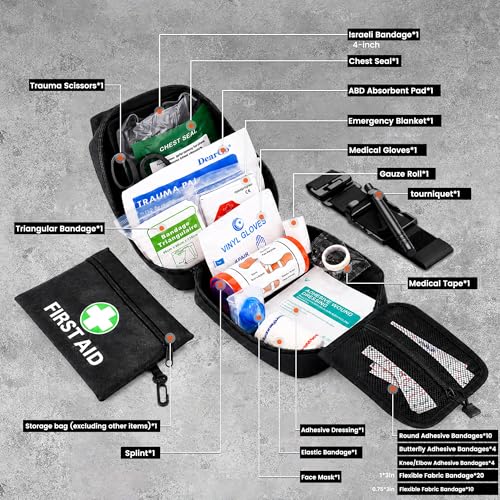 2 Pack IFAK Trauma Kit with Tourniquet, Israeli Bandage, Splint, Tactical First Aid Kit for Car, Camping, Hiking and Travel with Molle Bag - Image 3