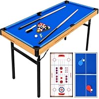 SereneLife 4-in-1 / 5-in-1 Multifunktionstisch – inkl. Billardtisch, Tischtennisplatte, Tischkicker, Kickertisch, Airhockey Tisch, Shuffleboard & Bowling Tische – Spieltisch Kinder & Erwachsene