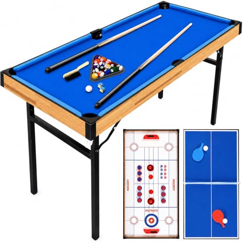 SereneLife 4-in-1 / 5-in-1 Multifunktionstisch – inkl. Billardtisch, Tischtennisplatte, Tischkicker, Kickertisch, Airhockey Tisch, Shuffleboard & Bowling Tische – Spieltisch Kinder & Erwachsene