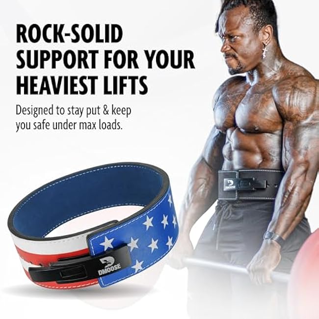 DMoose Fitness Lever Weight Lifting Belt - 10mm Premium Leather & Rust Proof Buckle - Gym Belt for Deadlifts & Powerlifting Men & Women - Includes Carry Bag