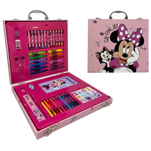 Coffret 55 pièces Minnie Disney boîte pour enfants avec couleurs articles de papeterie autocollants