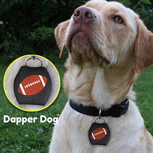Image of Dapper Dog - Dog Tag Silencer with Tag Ring (Black with Football)