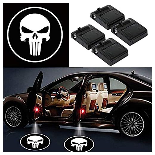 LED Luz del Proyector del Coche, 4 Piezas Puerta del Coche Bienvenido Batman Luz del Patrón Sombra, Universal Sensor Magnético Inalámbrico Shadow Logo Luz para Puerta del Coche (bone)