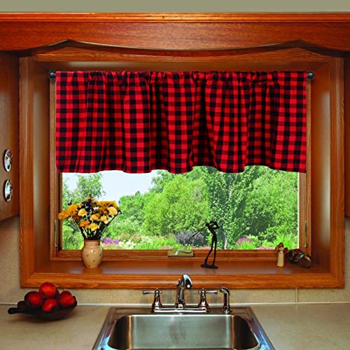 Htfdstar Black And Red Buffalo Check Valance Window Treatment Curtains For Kitchen, 53X16Inch, Pack Of 2 #TOP5