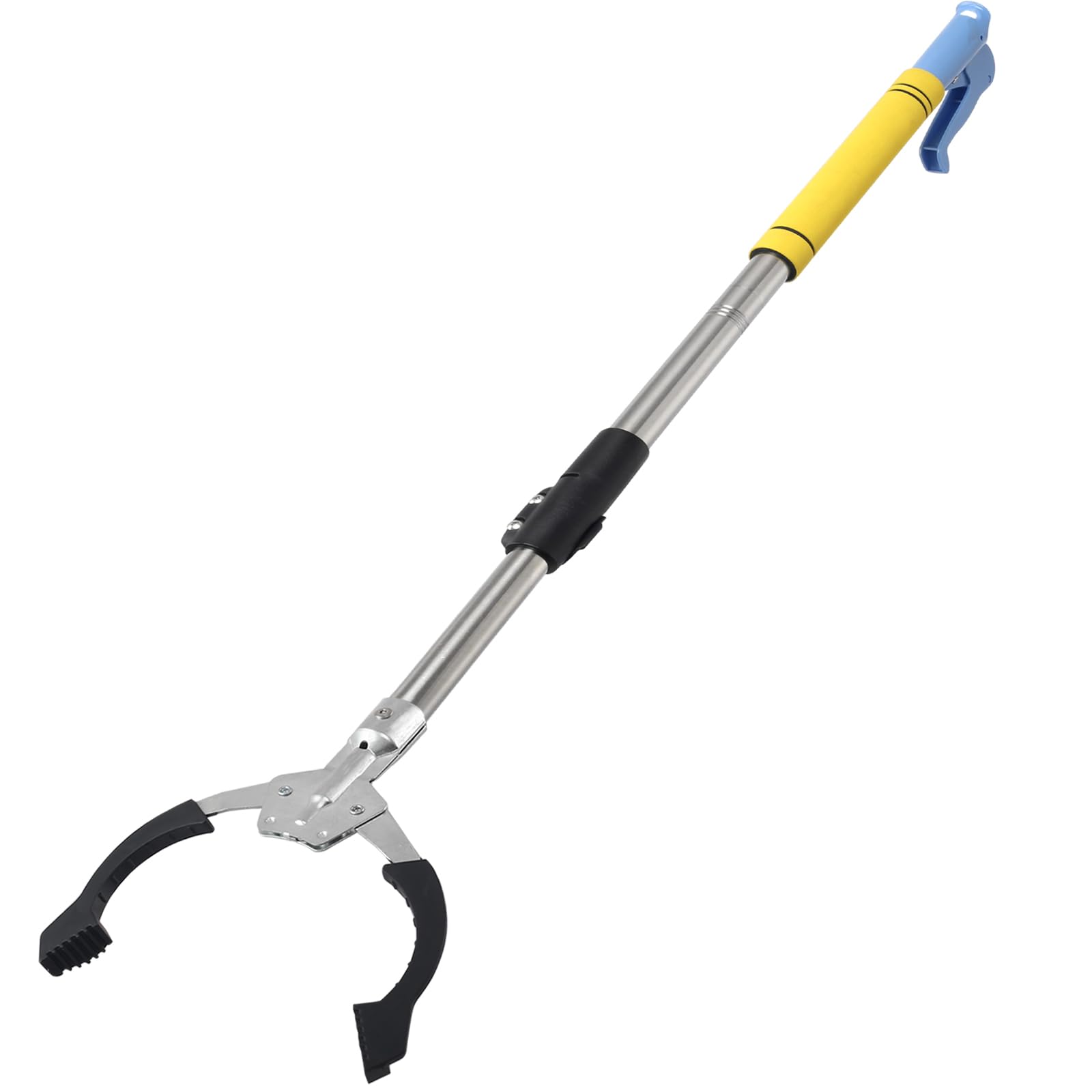 Grabber Reacher Tool Extra Long Heavy Duty, 38" Trash Picker Upper Grabber Heavy Duty Stainless Steel Thickened Non-Slip 6 inch Wide Jaws Claw Reaching Tool Foldable Pick up Stick Grabber.(Yellow)