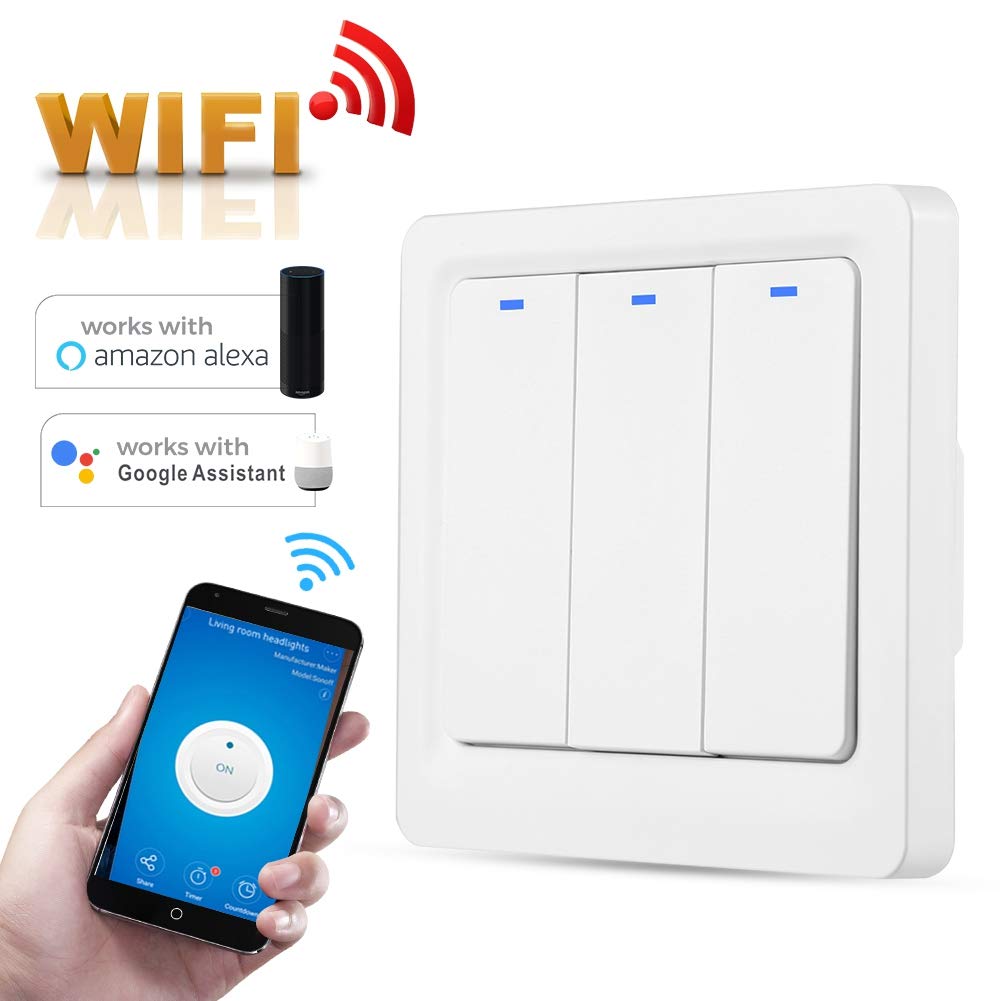 Interruttore luce touch WiFi Smart Wall, controllo vocale compatibile con Home EU 100 250V 15A