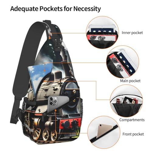 Bolso bandolera estampado locomotora para hiking y viaje miniatura 4