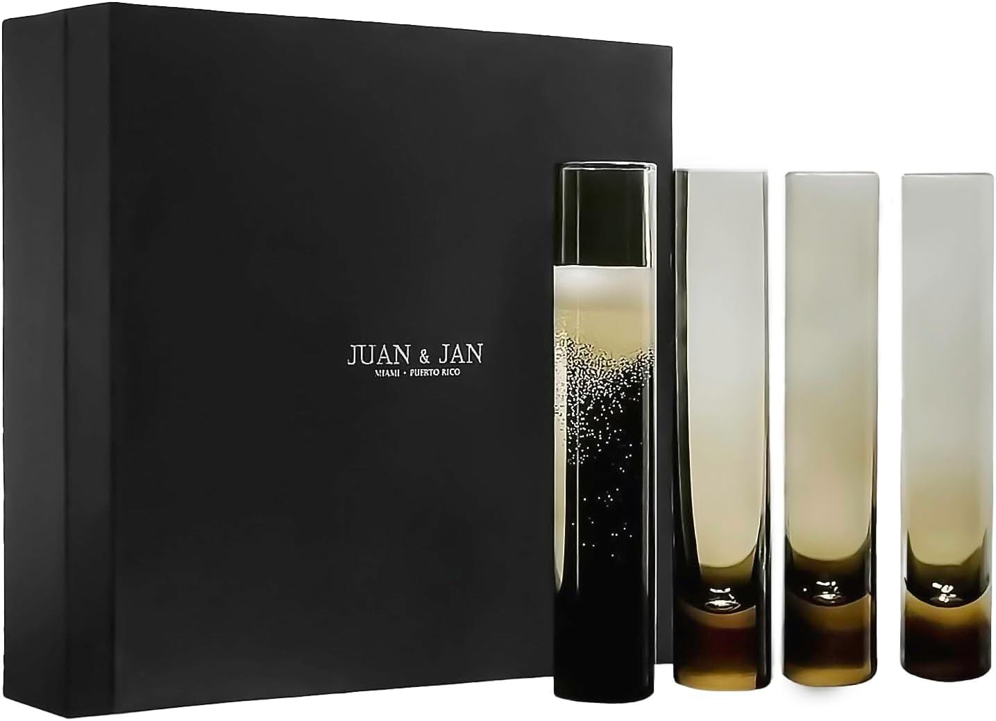 JUAN & JAN Ombre Champagne Glasses with Beautiful Gift Box Set of 4 Modern Hand Blown Crystal Flute Pair 237ml Stemless Cocktail Sparkling Wine