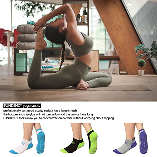 Fundency 6 Pairs Non Slip Yoga Socks For Women, Anti-Skid Socks For Pilates Bikram Fitness Socks With Grips #TOP3