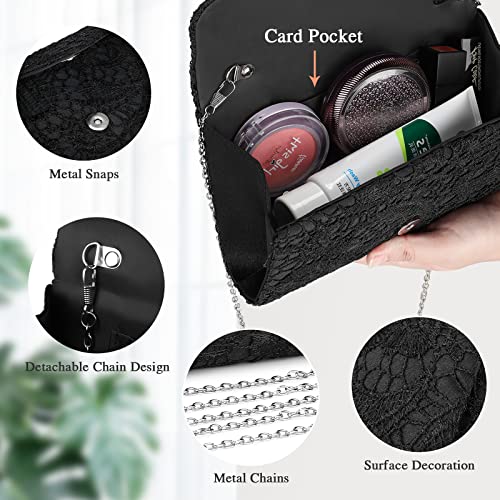 Image of UBORSE Evening Bag Lace Clutch Purse for Women Formal Elegant Envelope Wedding Party Cocktail Crossbody Shoulder Bag