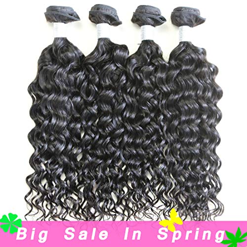 XYHair Brazilian Virgin Water Wave Human Remy Hair Weave Extensions Wet And Wavy Top Quality 100% Unprocessed natural wave Hair bundles Natural Black (16161616)